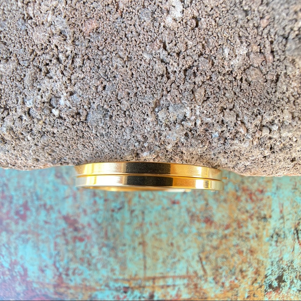 Large Brushed Gold Square Hoop Earrings 50mm - Picture 7 of 7